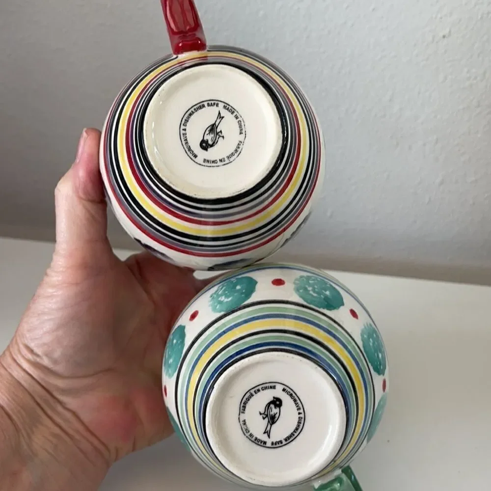Anthropologie Abstract coffee cups set of 2